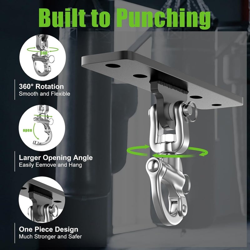 Eapele Punching Bag Hanger, Heavy Bag Ceiling Mount Holder for Hanging, 360° Swivel Boxing Bag Hanger for MMA Training, Muay Thai Bags, Heavy Duty Hook for Aerial Yoga, Porch Swings, Hammock Chairs - Image 2